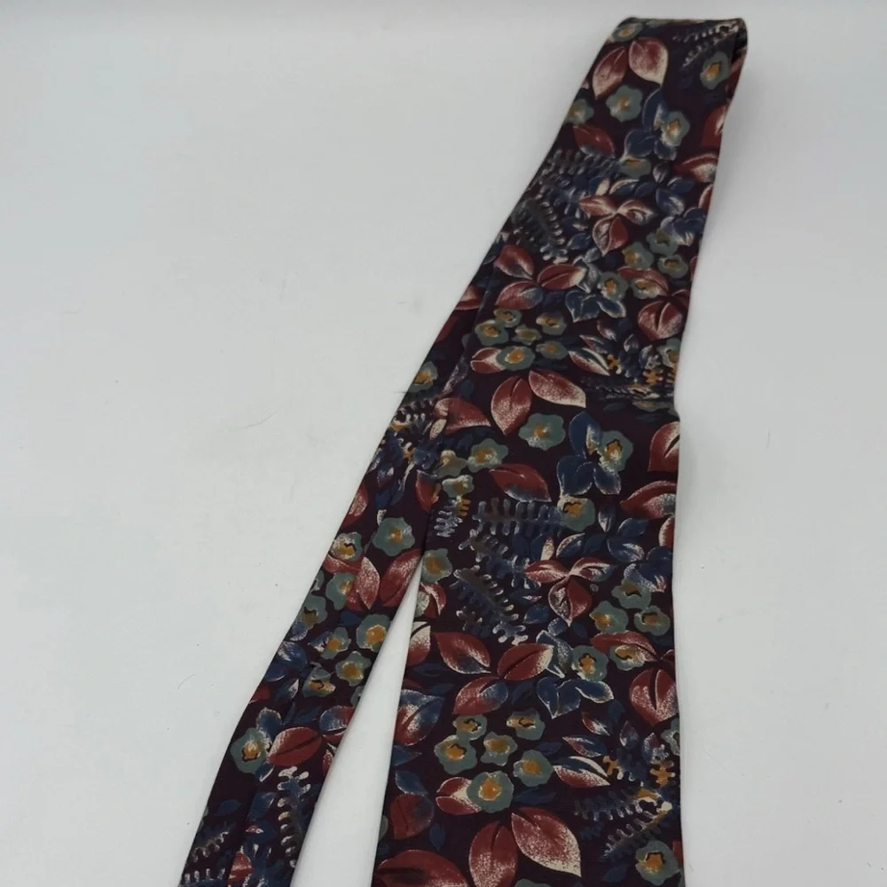 CHRISTIAN DIOR MONSIEUR Green Purple Gold FLORAL SILK NECKTIE TIE 3.5”